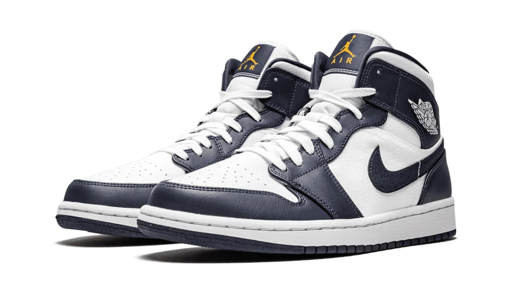 Jordan 1 Mid White Metallic Gold Obsidian