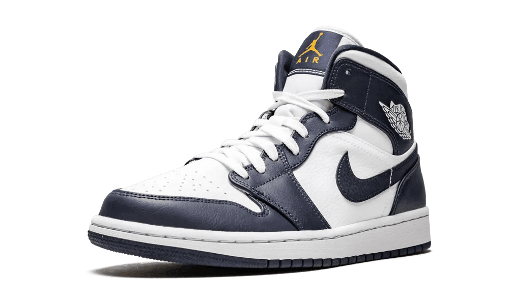 Jordan 1 Mid White Metallic Gold Obsidian